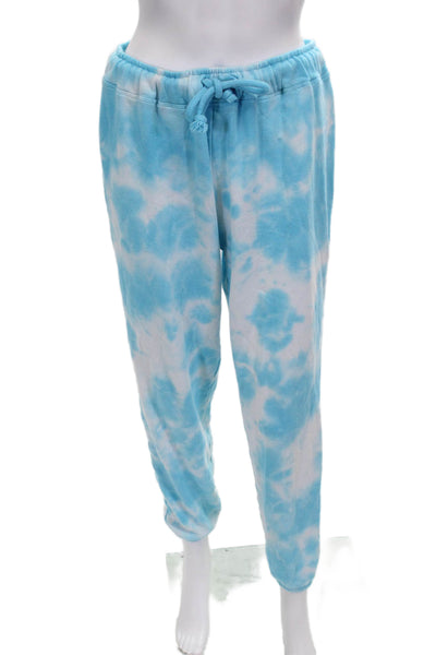 Aqua Womens Tie Dye Print Sweat Suit Blue White Cotton Size Small