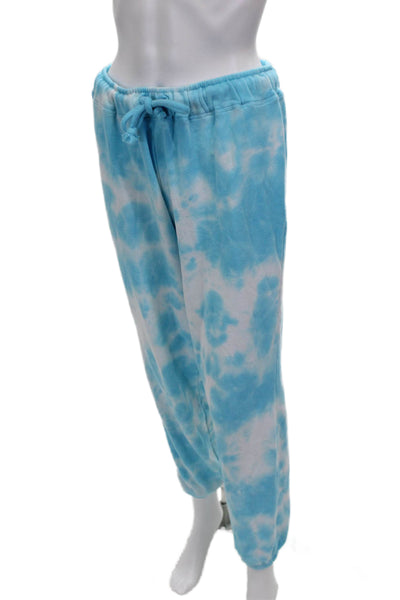 Aqua Womens Tie Dye Print Sweat Suit Blue White Cotton Size Small
