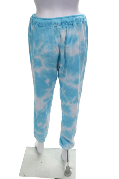 Aqua Womens Tie Dye Print Sweat Suit Blue White Cotton Size Small
