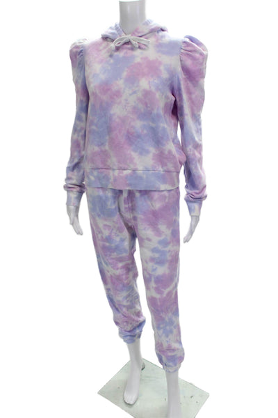 Generation Love Womens Tie Dye Print Hooded Sweatsuit Blue Pink Size Small