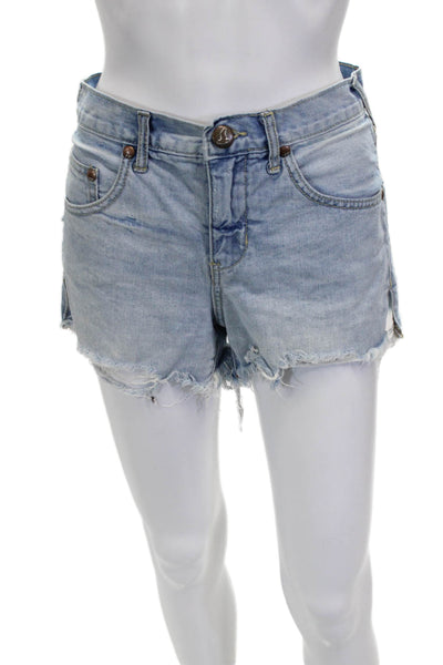 Free People Womens Denim Cut-Off Shorts Blue Button Size 26