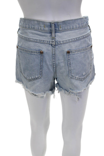 Free People Womens Denim Cut-Off Shorts Blue Button Size 26