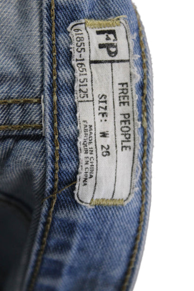Free People Womens Denim Cut-Off Shorts Blue Button Size 26