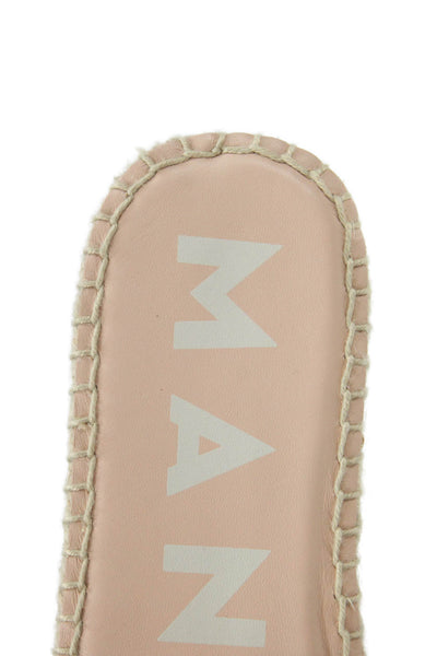 Manebi Womens Raffia Zebra Double Sole Slides Sandals Shoes Natural Black Sz 10