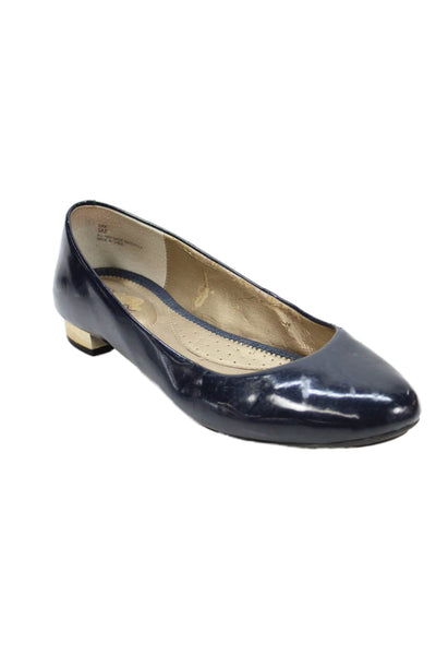 Me Too Womens Vegan Leather Slip On Ballet Flats Shoes Navy Size 9M