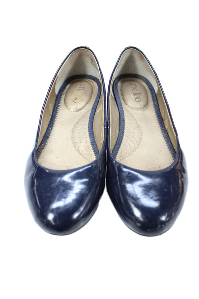 Me Too Womens Vegan Leather Slip On Ballet Flats Shoes Navy Size 9M