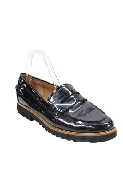 Franco Sarto Womens Leather Slip On Flats Loafers Shoes Black Size 9.5M