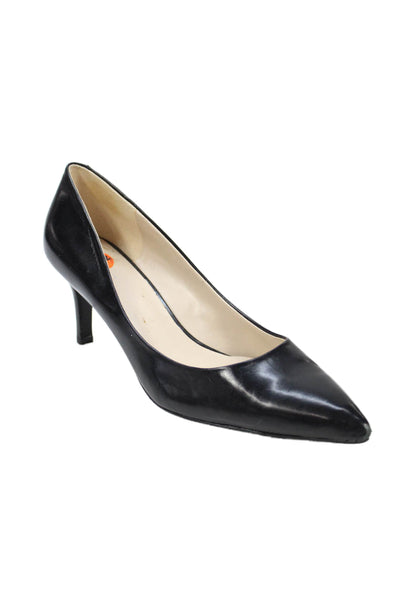 Nine West Womens Leather Pointed Toe High Heels Pumps Shoes Black Size 9.5