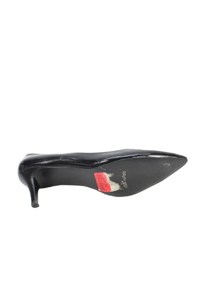 Nine West Womens Leather Pointed Toe High Heels Pumps Shoes Black Size 9.5