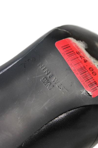 Nine West Womens Leather Pointed Toe High Heels Pumps Shoes Black Size 9.5