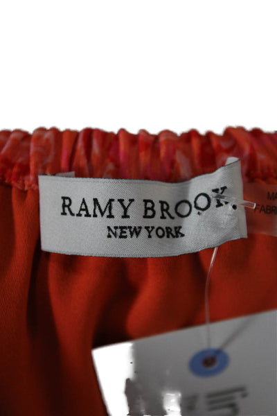 Ramy Brook Womens Paisley Off Shoulder Tunic Blouse Orange Long Sleeve Size S