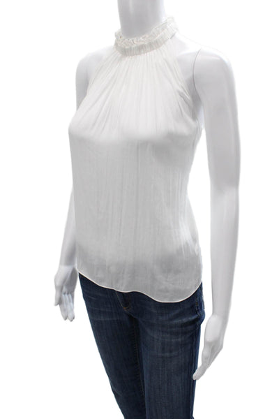 Ramy Brook Women White Polyester High Neck Sleeveless Basic Blouse Size XS