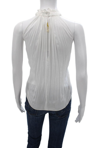 Ramy Brook Women White Polyester High Neck Sleeveless Basic Blouse Size XS