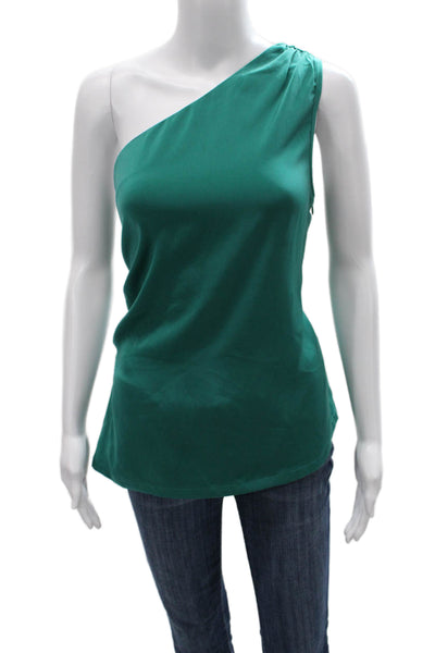 Greylin Anthropologie Women One Shoulder Sleeveless Blouse Green Zip Size L
