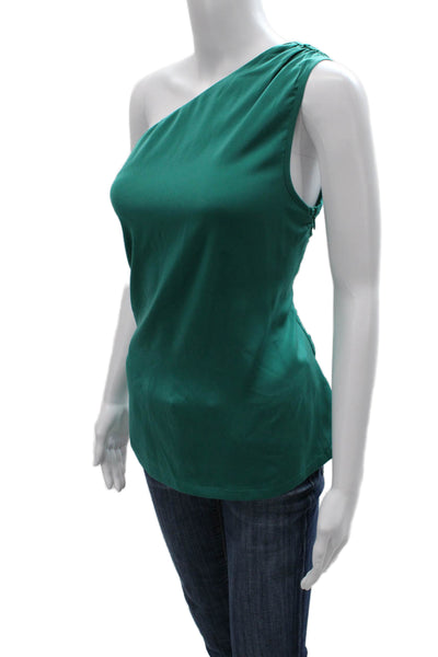 Greylin Anthropologie Women One Shoulder Sleeveless Blouse Green Zip Size L