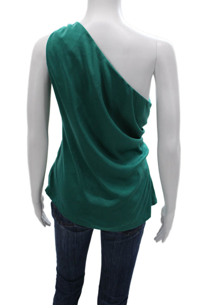 Greylin Anthropologie Women One Shoulder Sleeveless Blouse Green Zip Size L