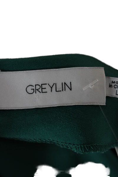 Greylin Anthropologie Women One Shoulder Sleeveless Blouse Green Zip Size L