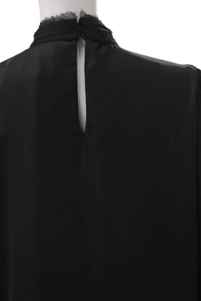 Zara Womens Black High Neck Long Sleeve Basic Blouse Polyester Blend Size M