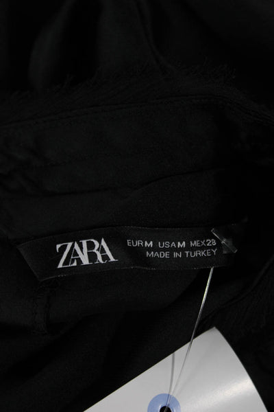 Zara Womens Black High Neck Long Sleeve Basic Blouse Polyester Blend Size M