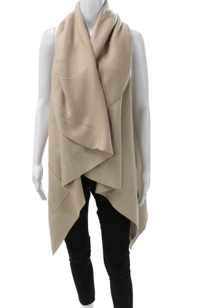 Premise Womens Wrap Sweater Sleeveless Cowl Neck Beige Acrylic Open Size XS