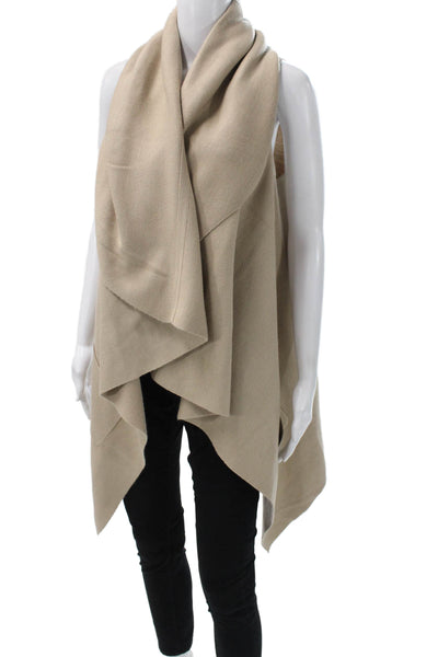 Premise Womens Wrap Sweater Sleeveless Cowl Neck Beige Acrylic Open Size XS