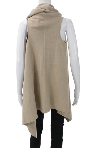 Premise Womens Wrap Sweater Sleeveless Cowl Neck Beige Acrylic Open Size XS
