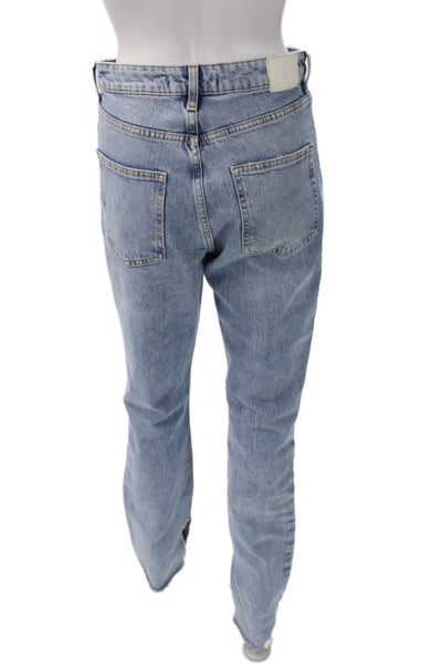 Zara Women Straight Jeans High Rise Blue Cotton Size 4