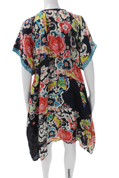 COS Womens Kaftan Dress Multicolor Floral Silk Pull On Size S