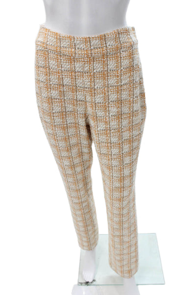 Toccin Women Dress Pants White Checked Zip Size 4