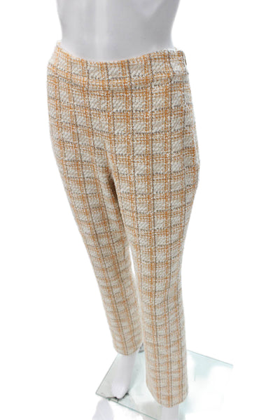 Toccin Women Dress Pants White Checked Zip Size 4