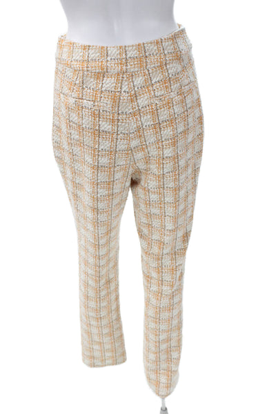 Toccin Women Dress Pants White Checked Zip Size 4