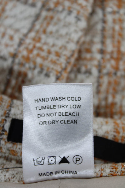 Toccin Women Dress Pants White Checked Zip Size 4