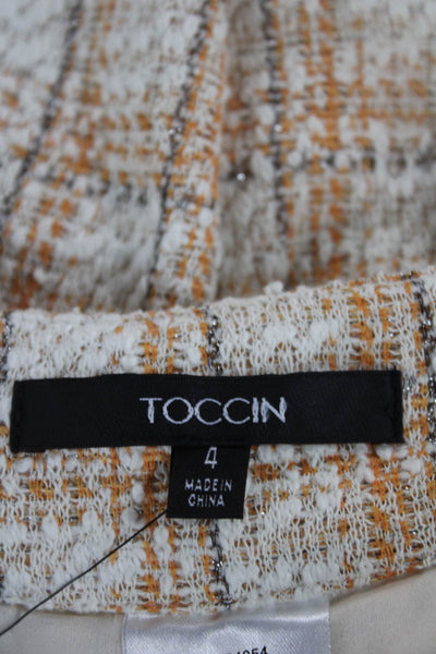Toccin Women Dress Pants White Checked Zip Size 4