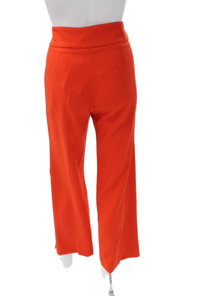 Vilagallo Womens Cropped Orange Pants Button 95% Polyester Size 38