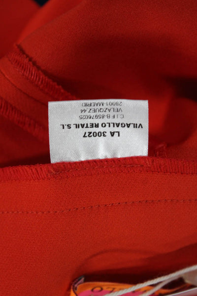 Vilagallo Womens Cropped Orange Pants Button 95% Polyester Size 38