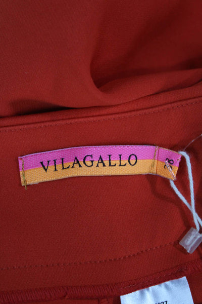 Vilagallo Womens Cropped Orange Pants Button 95% Polyester Size 38