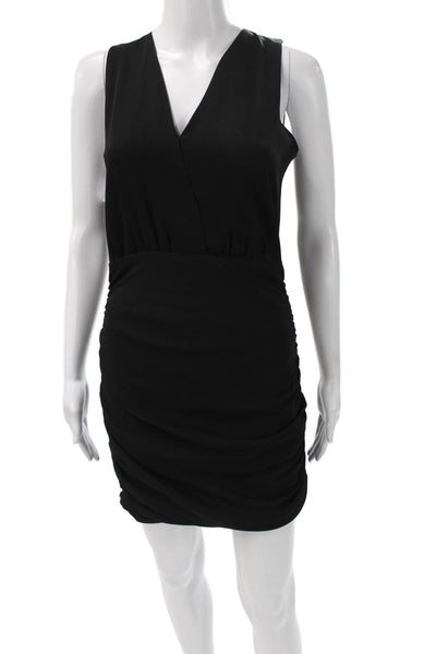 Babaton Women Bodycon Dress Black V-Neck Sleeveless Zip Polyester Size 6