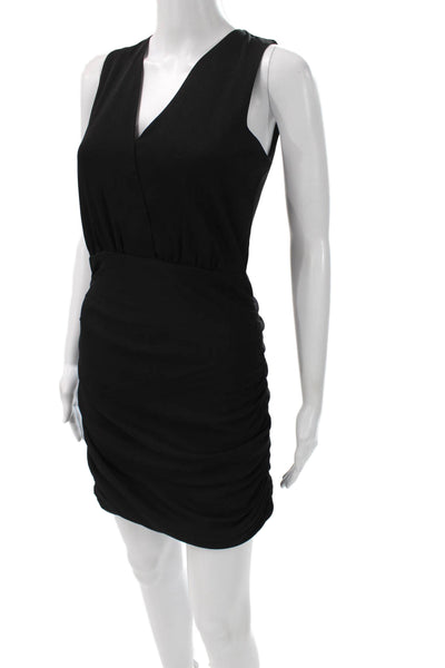 Babaton Women Bodycon Dress Black V-Neck Sleeveless Zip Polyester Size 6