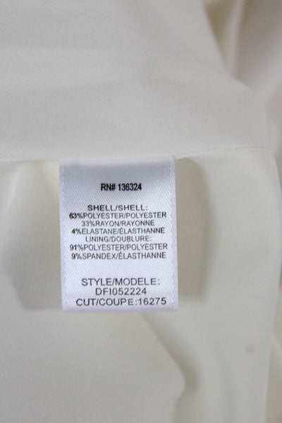 Halston Womens Sheath Dress White Boat Neck Short Sleeve Knee Length Size 4
