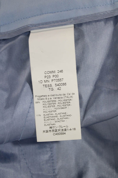 Seventy Womens Dress Pants Blue Polyester Button Size 42