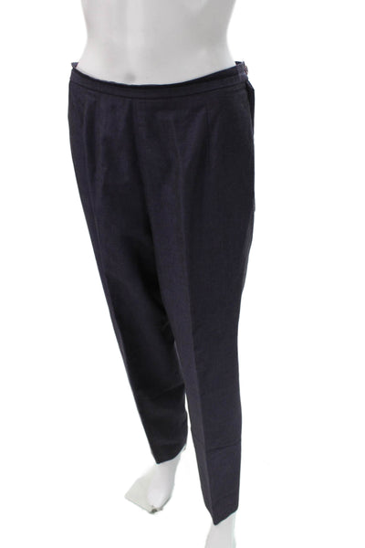 Bill Blass Womens Dress Pants Blue Solid Modal Button Size 10P
