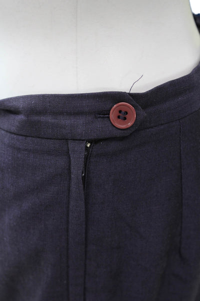 Bill Blass Womens Dress Pants Blue Solid Modal Button Size 10P