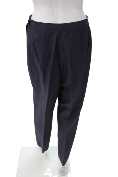 Bill Blass Womens Dress Pants Blue Solid Modal Button Size 10P
