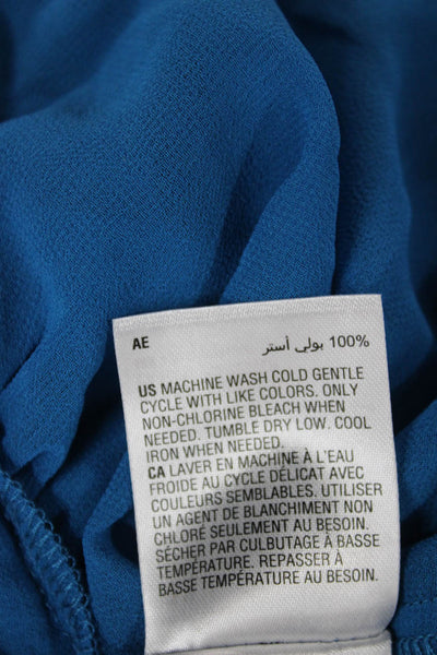 INC International Concepts Women Tunic Blouse V-Neck Long Sleeve Blue Size M
