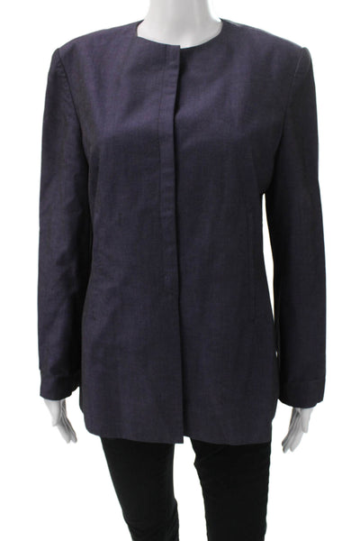 Bill Blass Women Purple Modal Blend Button Long Sleeve Blazer Size 10P