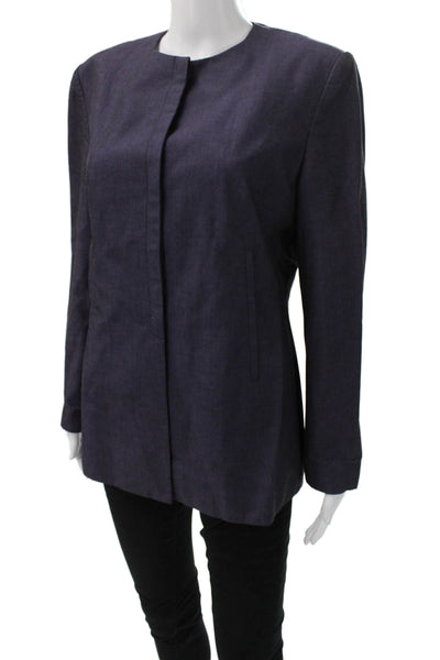 Bill Blass Women Purple Modal Blend Button Long Sleeve Blazer Size 10P