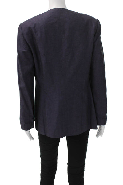Bill Blass Women Purple Modal Blend Button Long Sleeve Blazer Size 10P