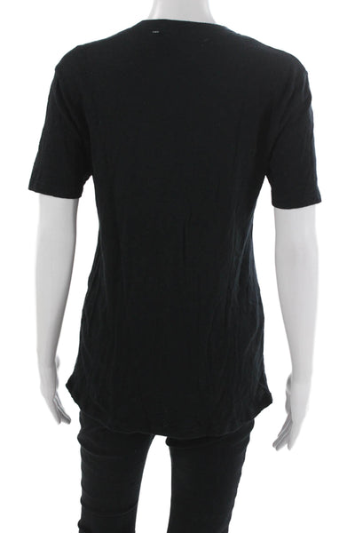 Elan Women Black Basic Crew Neck Short Sleeve T-Shirt 100% Cotton Rock Size M