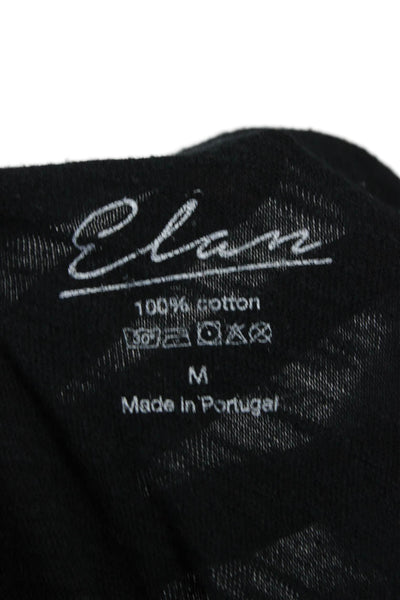 Elan Women Black Basic Crew Neck Short Sleeve T-Shirt 100% Cotton Rock Size M