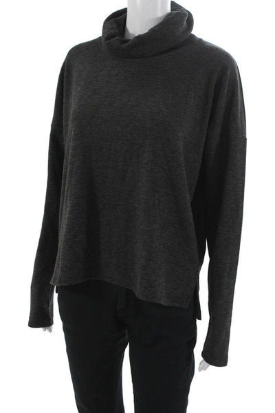 Bobi Womens Basic Cowl Neck Long Sleeve Pullover Gray Polyester Blouse Size M